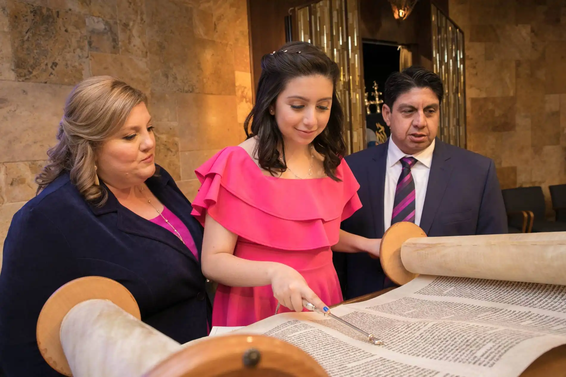 Bat Mitzvah Girl With Parents