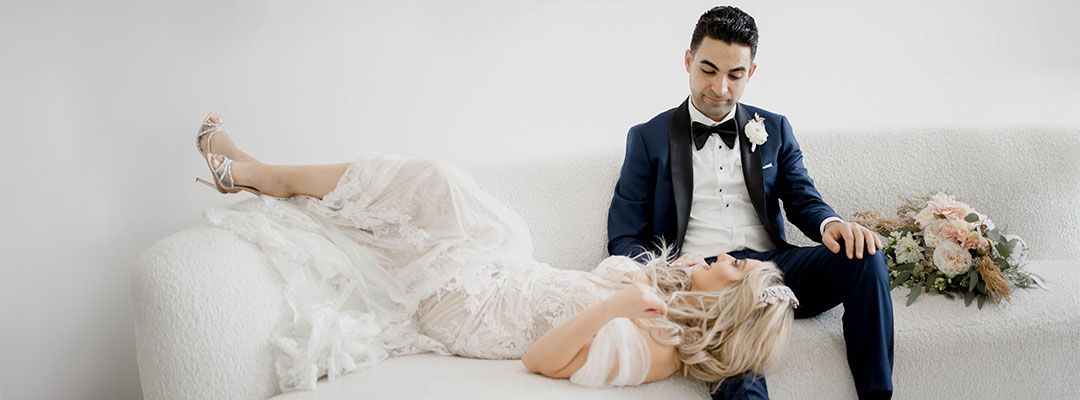 Bride and Groom on a Sofa